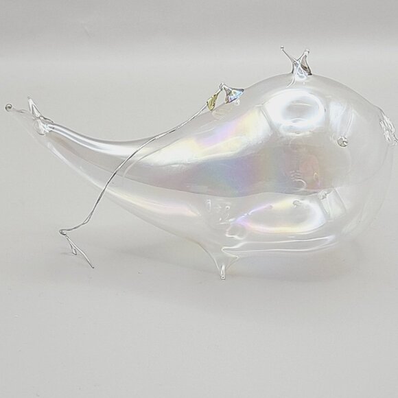 Silvestri Handcrafted Iridescent Blown Glass Whale Ornament with Flaw - Picture 9 of 13